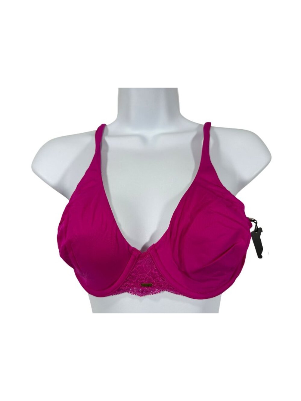 BeMe New York Womens Demi Bra Size 36C Fuchsia Lace Underwire Adjustable Straps